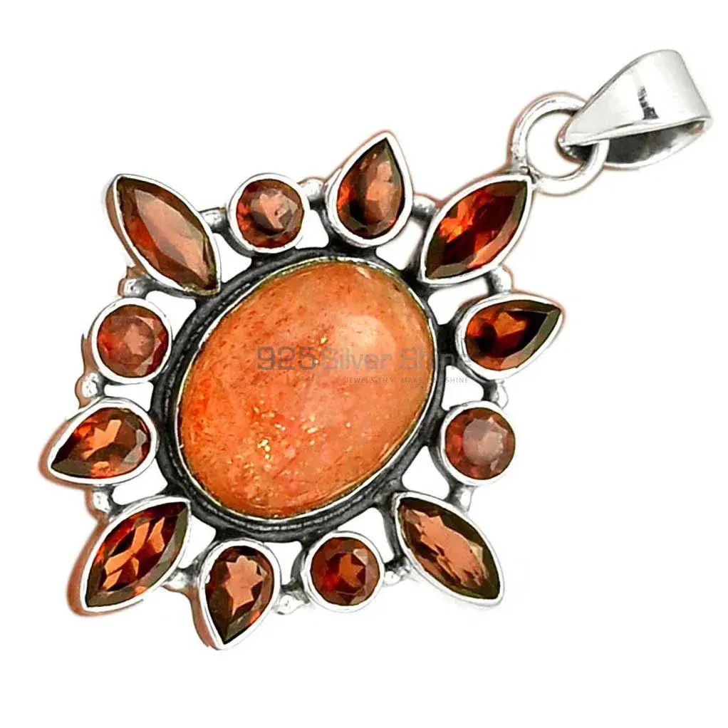 Multi Gemstone Pendants In Fine Sterling Silver Jewelry 925SP078-3_3