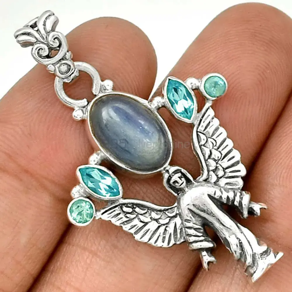 Multi Gemstone Pendants In Fine Sterling Silver Jewelry 925SP089-6_1