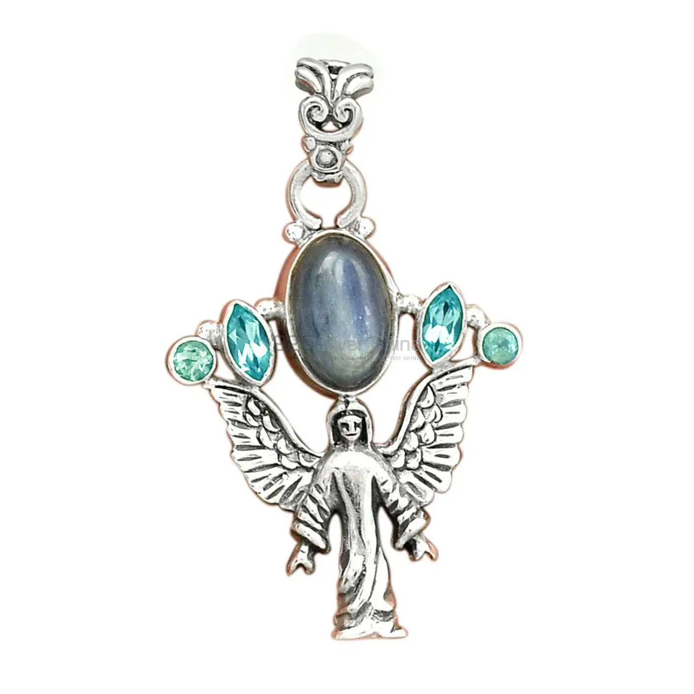 Multi Gemstone Pendants In Fine Sterling Silver Jewelry 925SP089-6_2