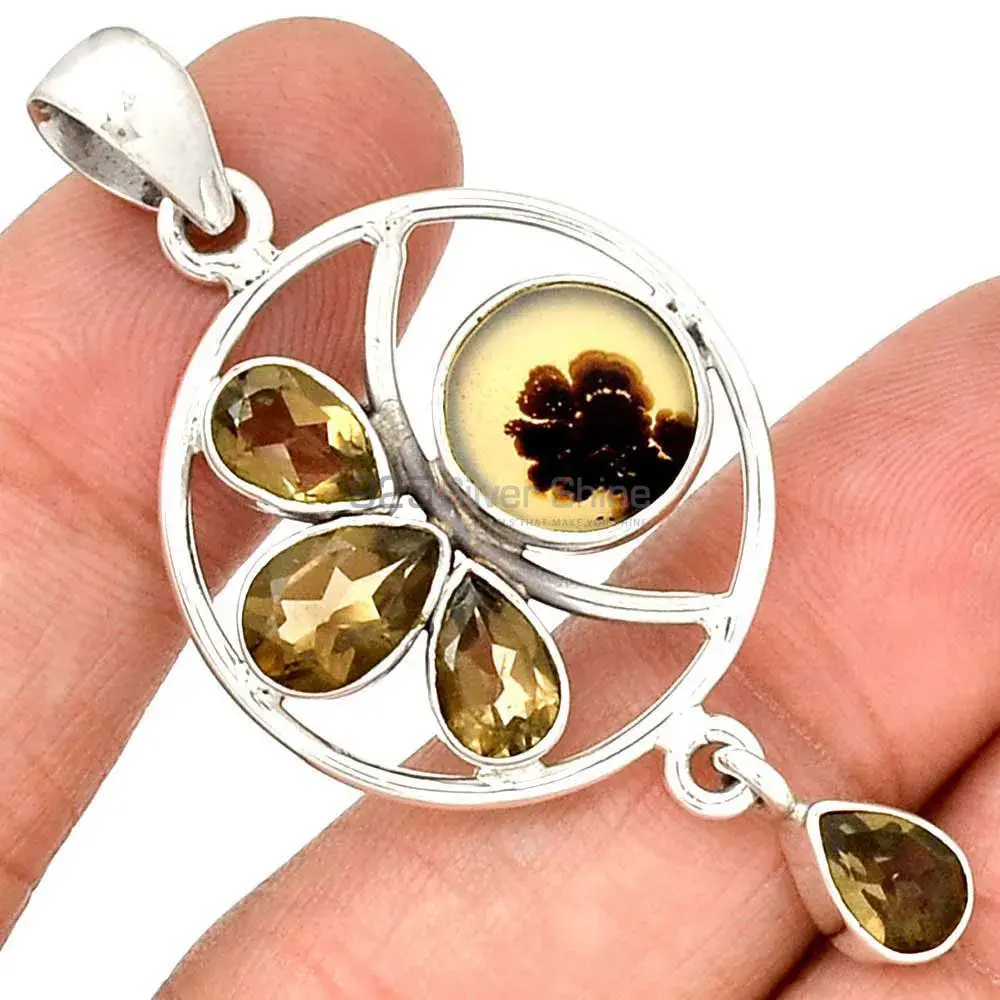 Multi Gemstone Pendants In Fine Sterling Silver Jewelry 925SP098-4_1