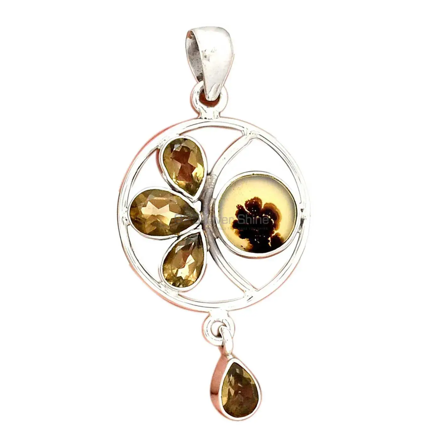 Multi Gemstone Pendants In Fine Sterling Silver Jewelry 925SP098-4_2
