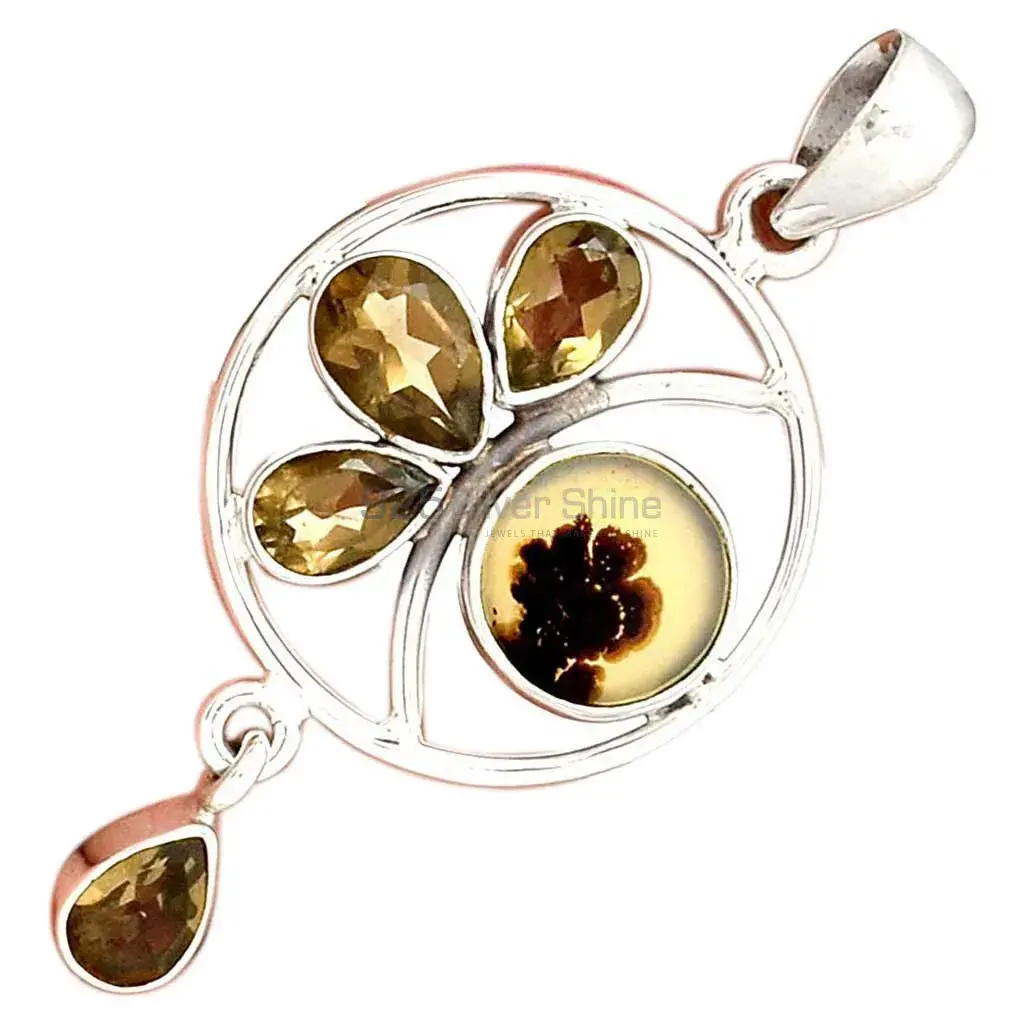Multi Gemstone Pendants In Fine Sterling Silver Jewelry 925SP098-4_3