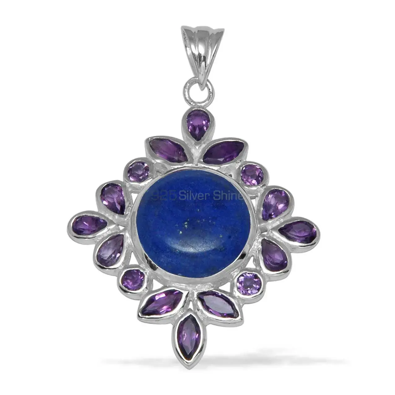 Multi Gemstone Pendants In Fine Sterling Silver Jewelry 925SP1443_0