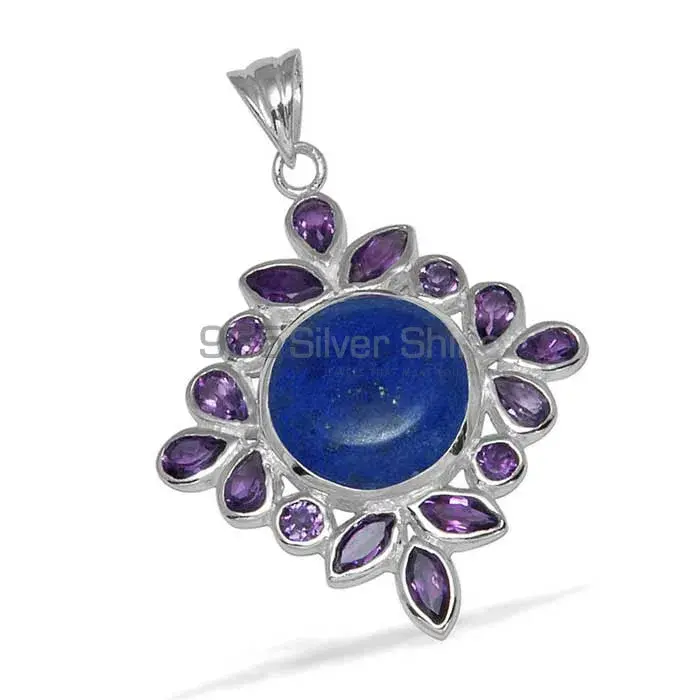 Multi Gemstone Pendants In Fine Sterling Silver Jewelry 925SP1443_1