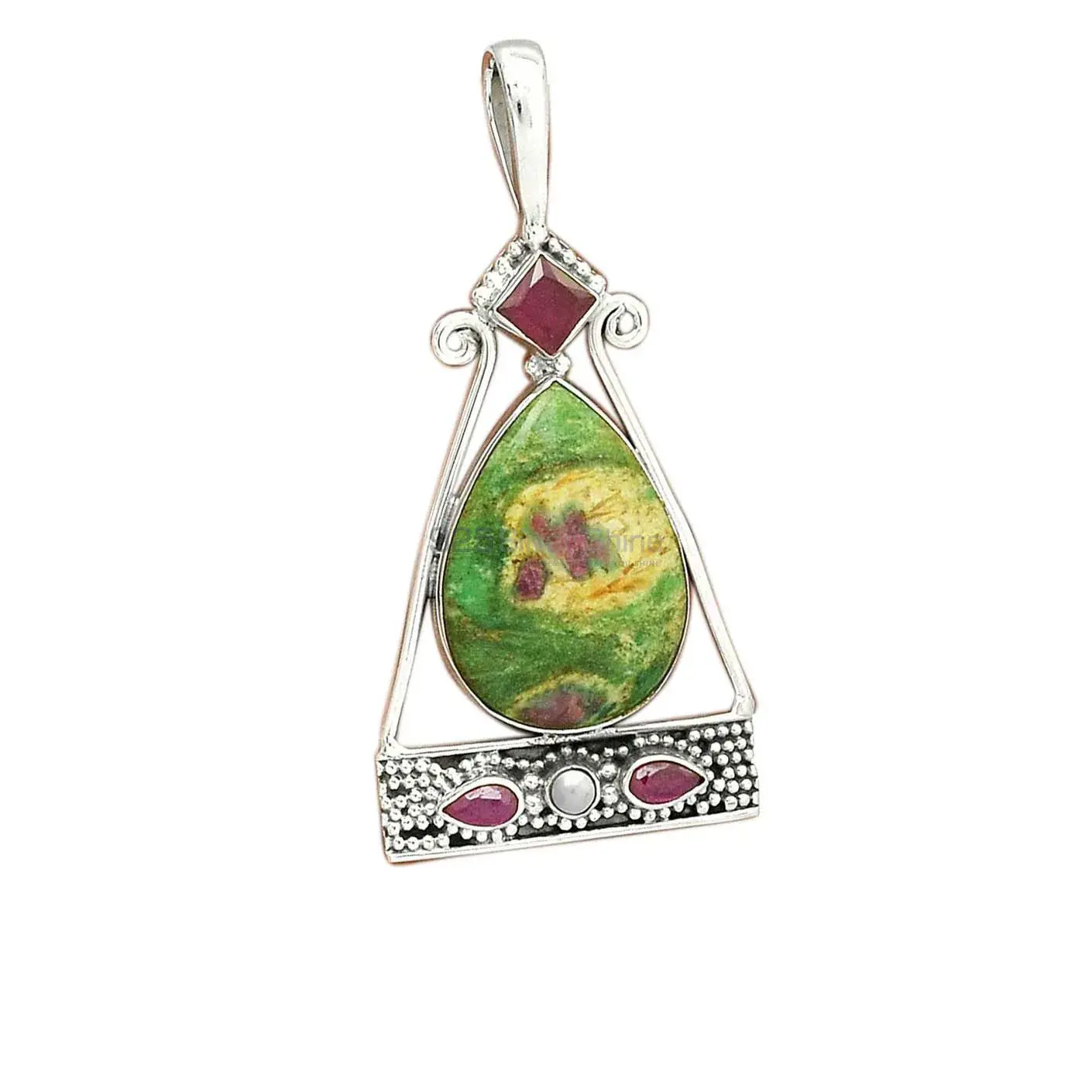 Multi Gemstone Pendants In Fine Sterling Silver Jewelry 925SP25-5_2