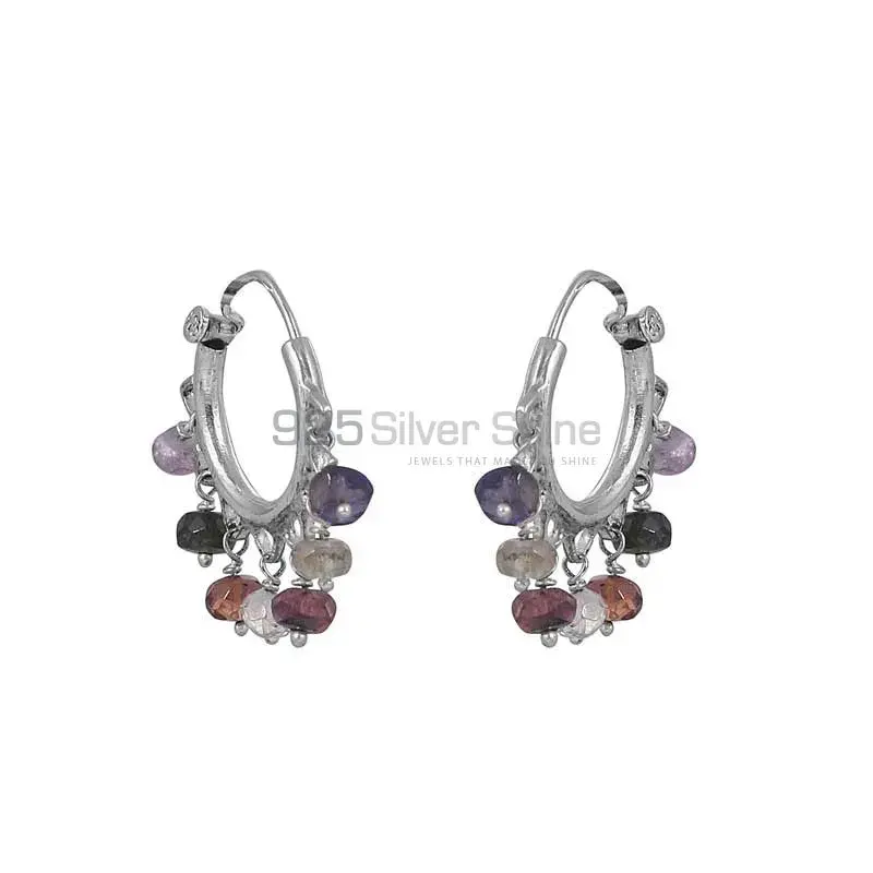 Multi Gemstone solid sterling silver Fine Silver Earring Wholesaler 925SE143_0