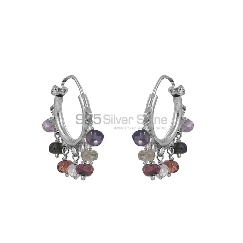 Multi Gemstone solid sterling silver Fine Silver Earring 925SE143_1