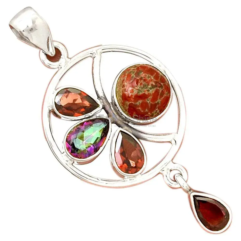 Multi Gemstone Top Quality Pendants In Solid Sterling Silver Jewelry 925SP098-3