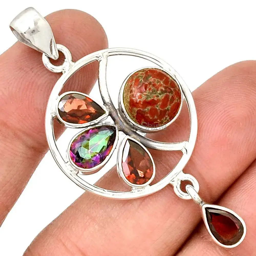 Multi Gemstone Pendants In Solid Sterling Silver Jewelry 925SP098-3_1