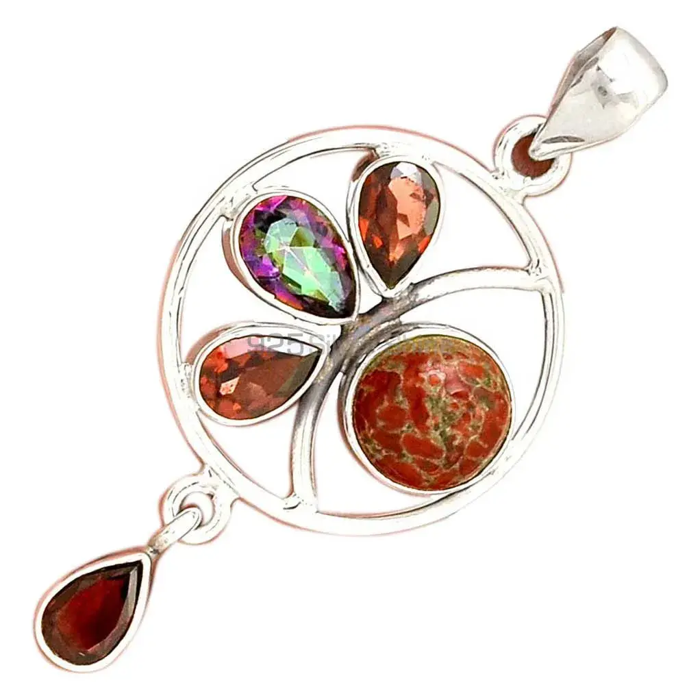 Multi Gemstone Pendants In Solid Sterling Silver Jewelry 925SP098-3_3