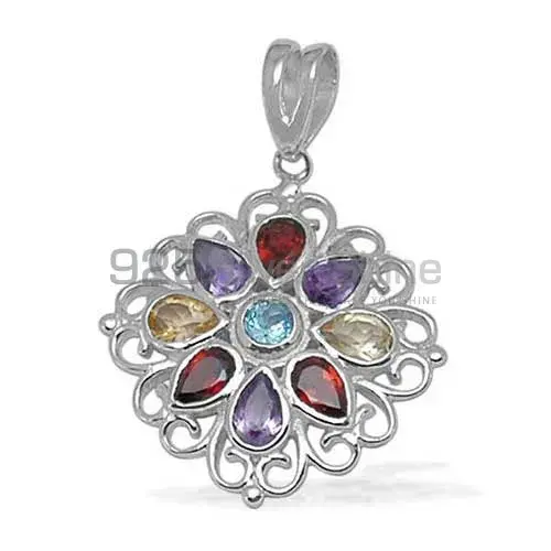 Multi Gemstone Pendants In Solid Sterling Silver Jewelry 925SP1392