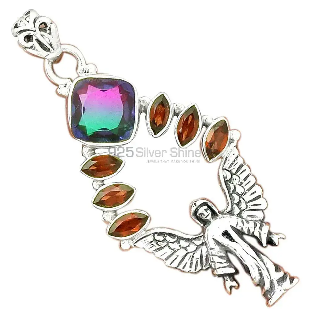 Multi Gemstone Pendants In Solid Sterling Silver Jewelry 925SP51-9