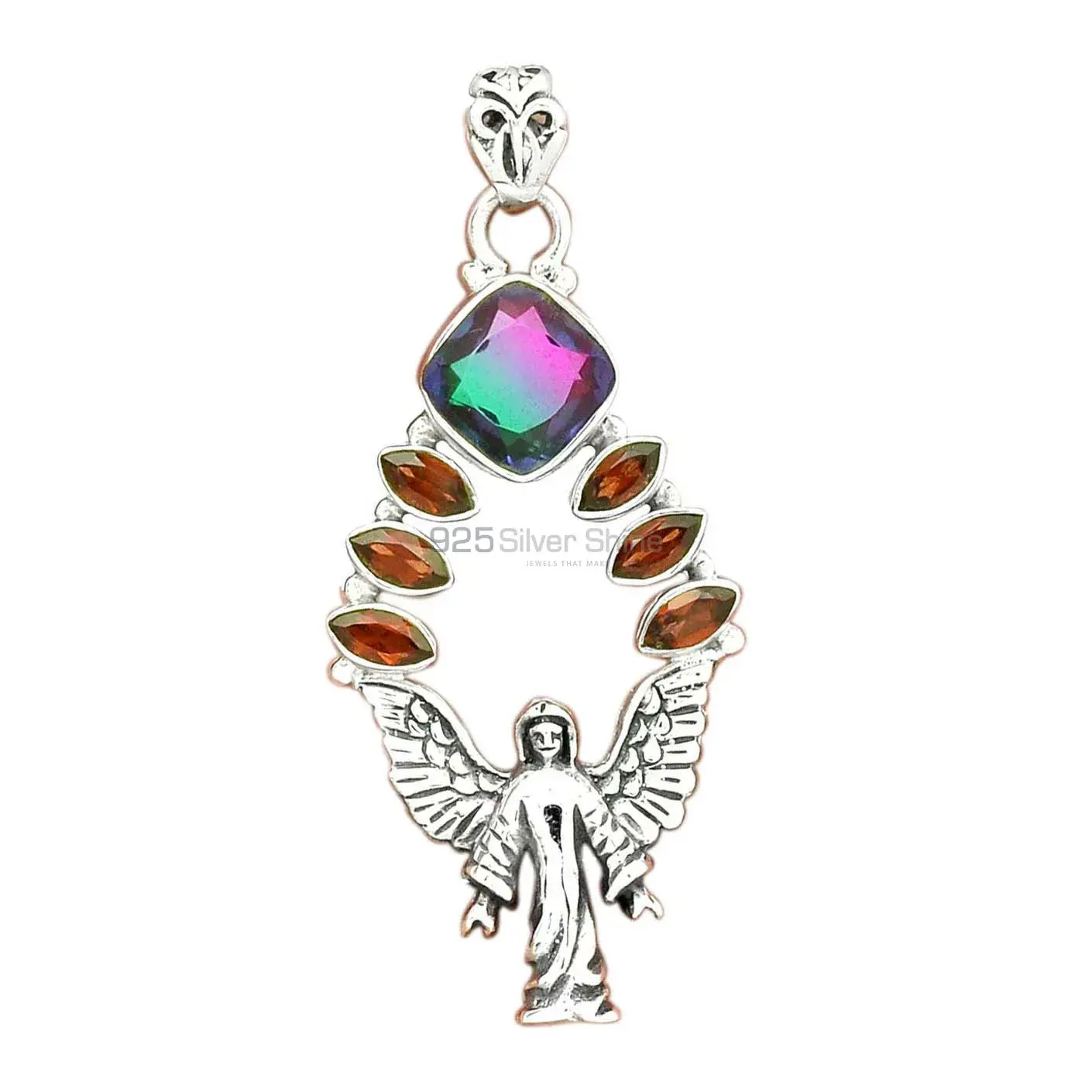 Multi Gemstone Pendants In Solid Sterling Silver Jewelry 925SP51-9_1