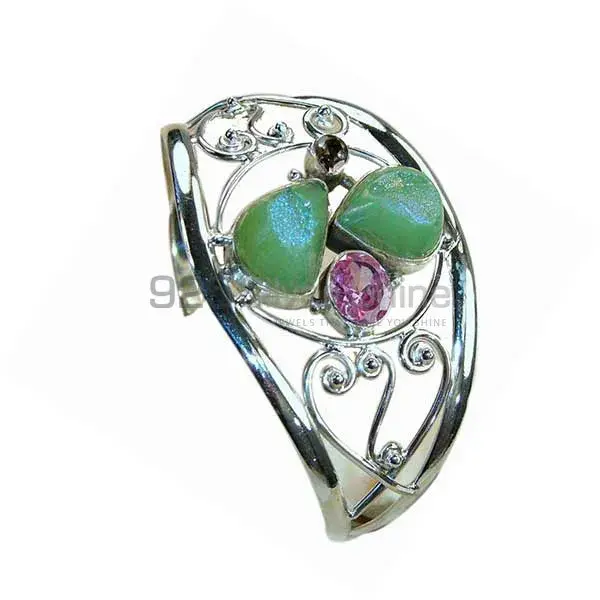 Multi Semi Precious Gemstone Cuff Bangle In Solid 925 Silver Jewelry 925SSB143_0