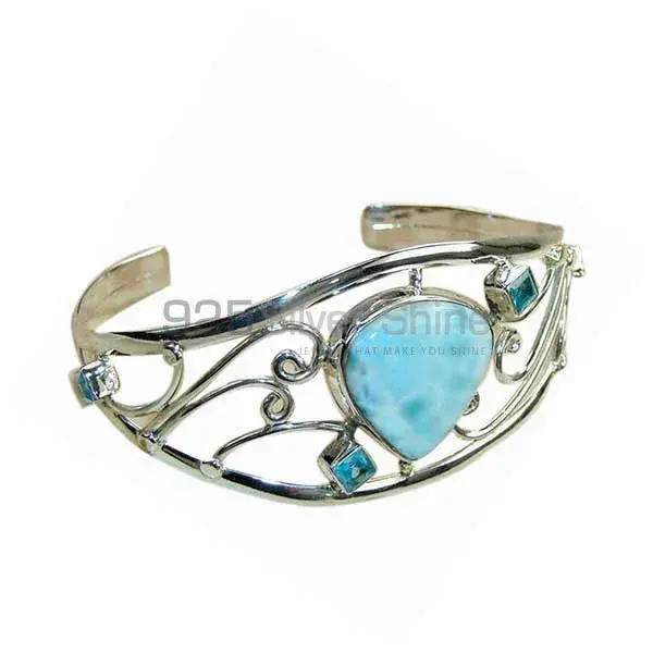 Broad Silver Plated Semi Precious Stone Bracelet