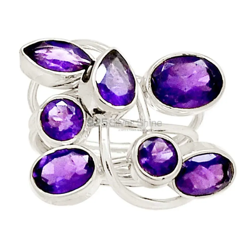 Multi Shape Amethyst Cut Stone Rings In Solid 925 Silver 925SR2361