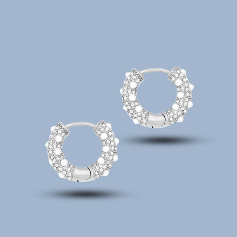 Multi Stone 925 Sterling Silver Small Huggies Hoop Earring 925She362_0