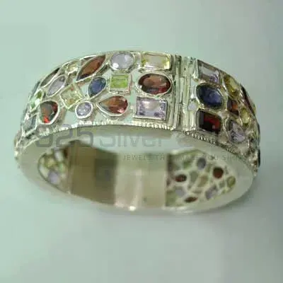 Multi Stone Gemstone Cuff Bangle Or Bracelets with 925 Sterling Silver 925SSB320