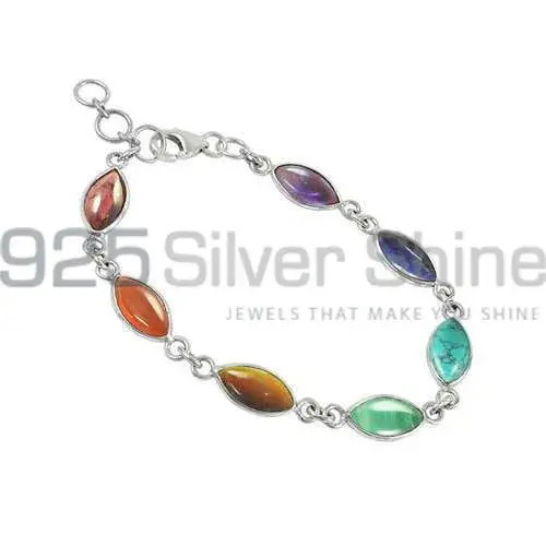 Multi Stone Gemstone Handmade Bracelets In 925 Sterling Silver Jewelry 925SB411