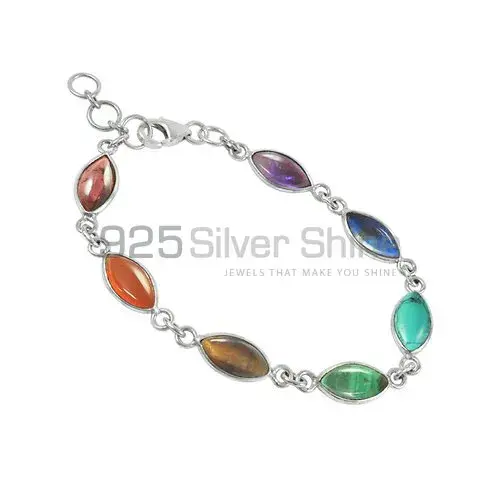 Multi Stone Gemstone Handmade Bracelets In 925 Sterling Silver Jewelry 925SB411_0