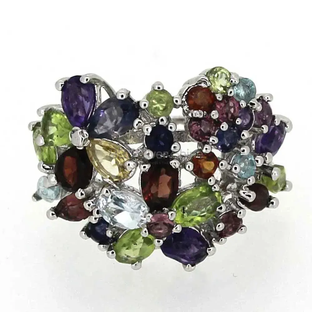 Multi Stone Gemstone Handmade Ring In 925 Solid Silver 925SR031-1