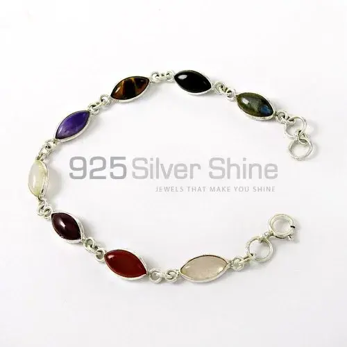 Multi Stone Gemstone Top Quality Bracelets In Solid Sterling Silver Jewelry 925SB412