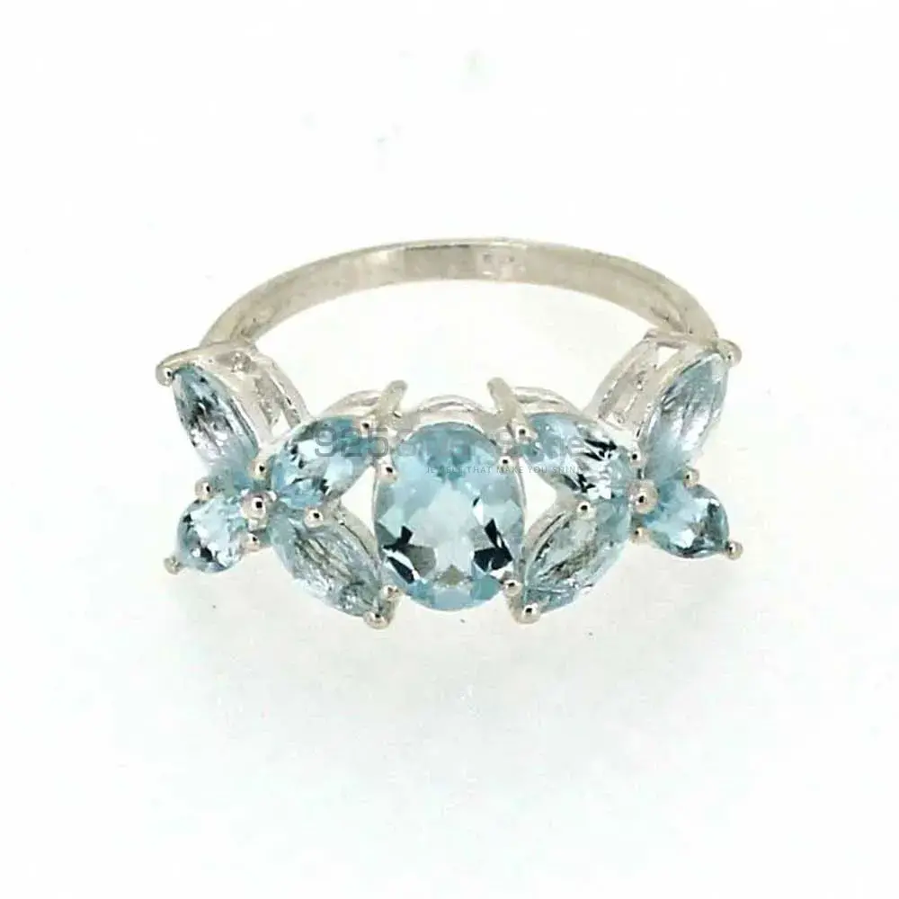 Blue Topaz Semi Precious Gemstone Ring In Sterling Silver 925SR05-2