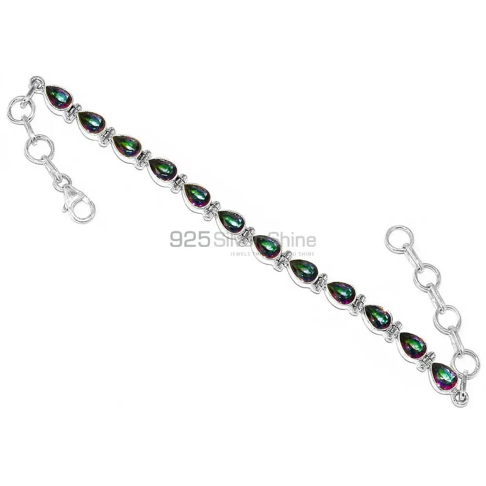 Mystic Topaz Best Price Gemstone Handmade Bracelets In Solid Sterling Silver Jewelry 925SB283-1