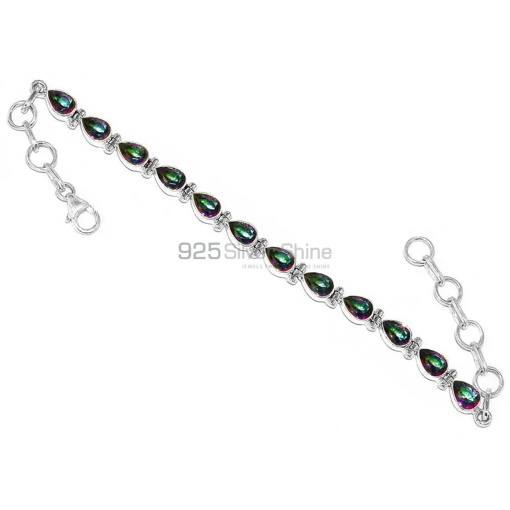 Mystic Topaz Gemstone Handmade Bracelets In Solid Sterling Silver Jewelry 925SB283-1
