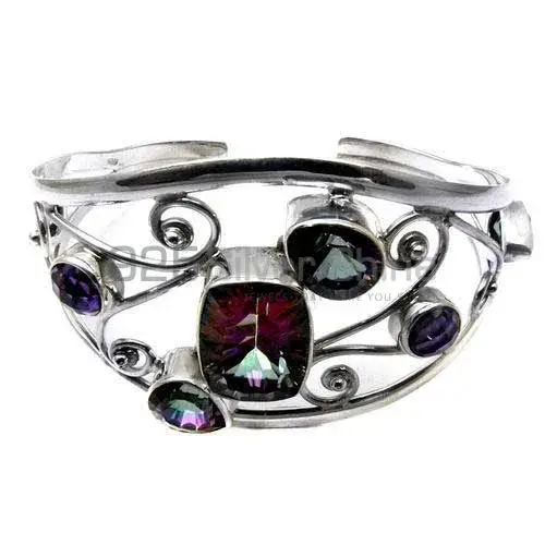 Mystic Topaz Semi Precious Gemstone Cuff Bracelets In 925 Silver Jewelry 925SSB277