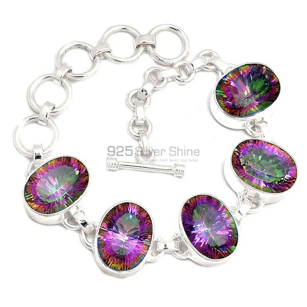 Mystic Topaz Gemstone Bracelets In Fine Sterling Silver Jewelry 925SB283-2