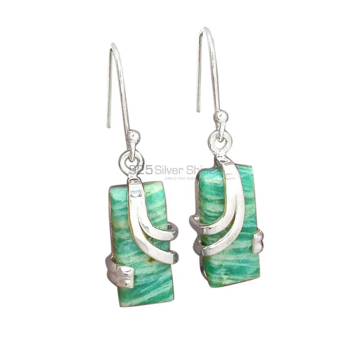 Natural Amazonite Gemstone Earrings In 925 Sterling Silver 925SE2102