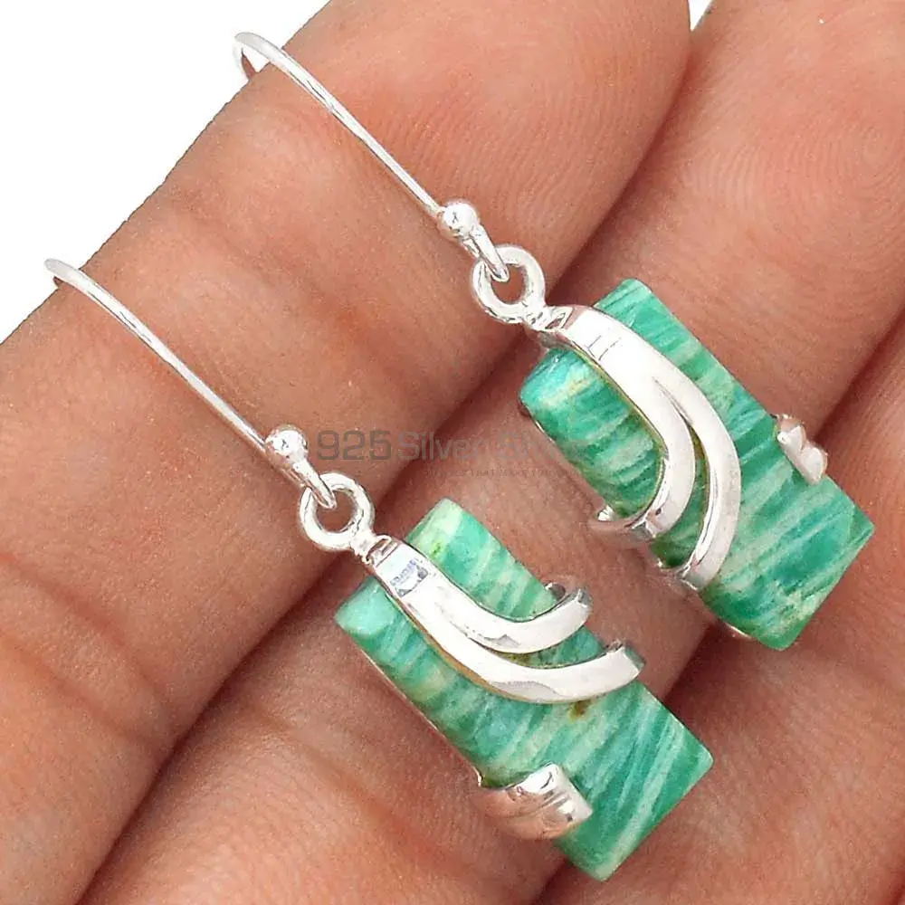 Natural Amazonite Gemstone Earrings In 925 Sterling Silver 925SE2102_1