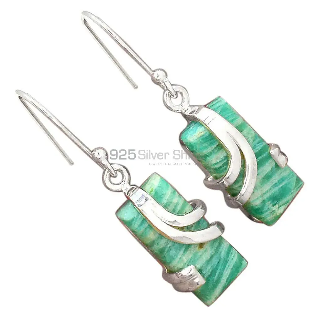 Natural Amazonite Gemstone Earrings In 925 Sterling Silver 925SE2102_2