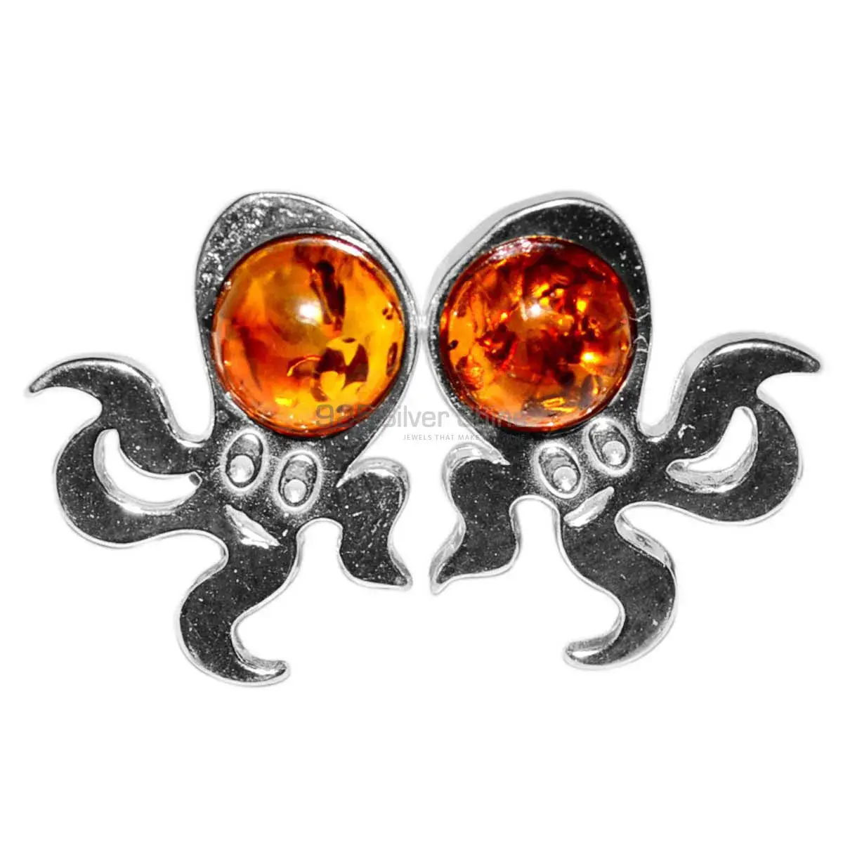 Natural Amber Gemstone Earrings In 925 Sterling Silver Jewelry 925SE2924_2