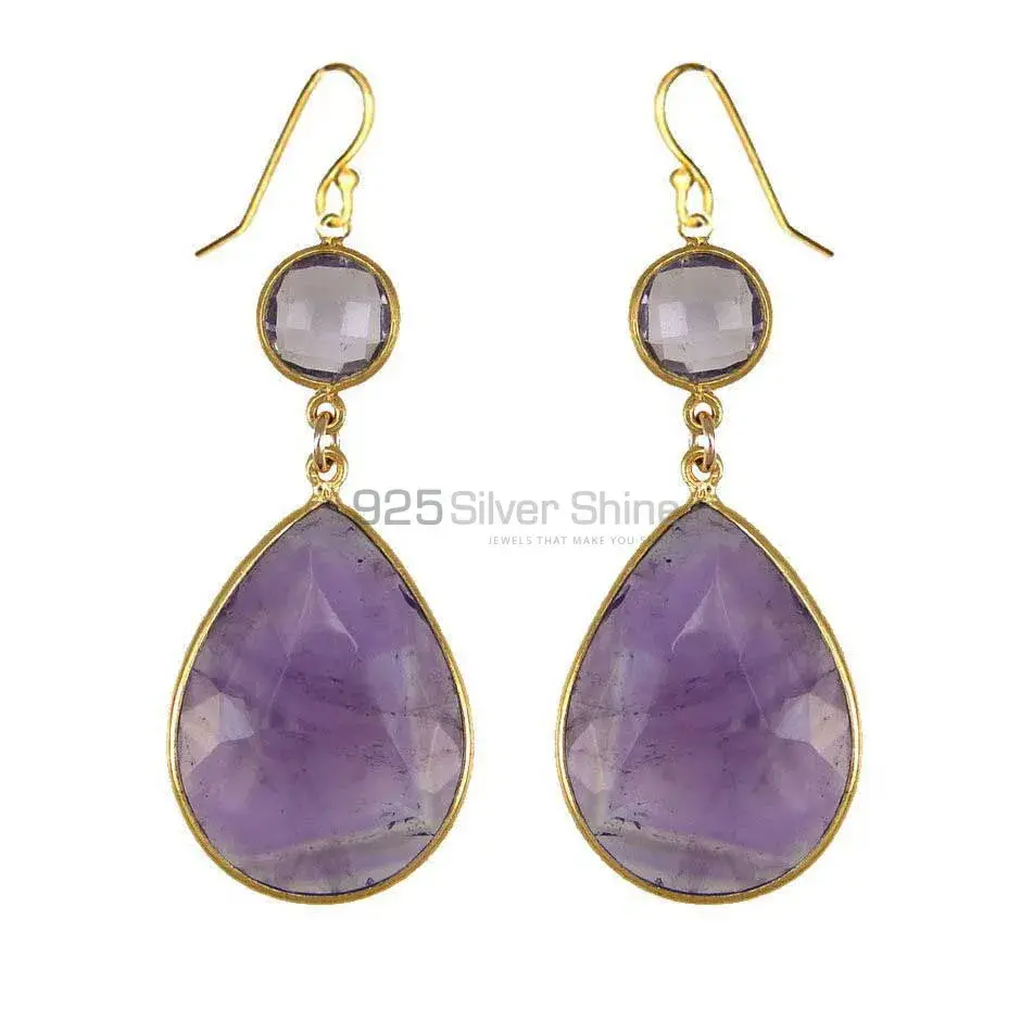 Natural Amethyst Gemstone Earrings Exporters In 925 Sterling Silver Jewelry 925SE1873