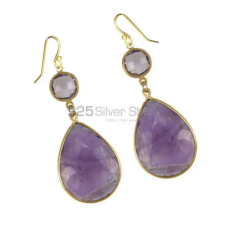 Natural Amethyst Gemstone Earrings Exporters In 925 Sterling Silver Jewelry 925SE1873_0