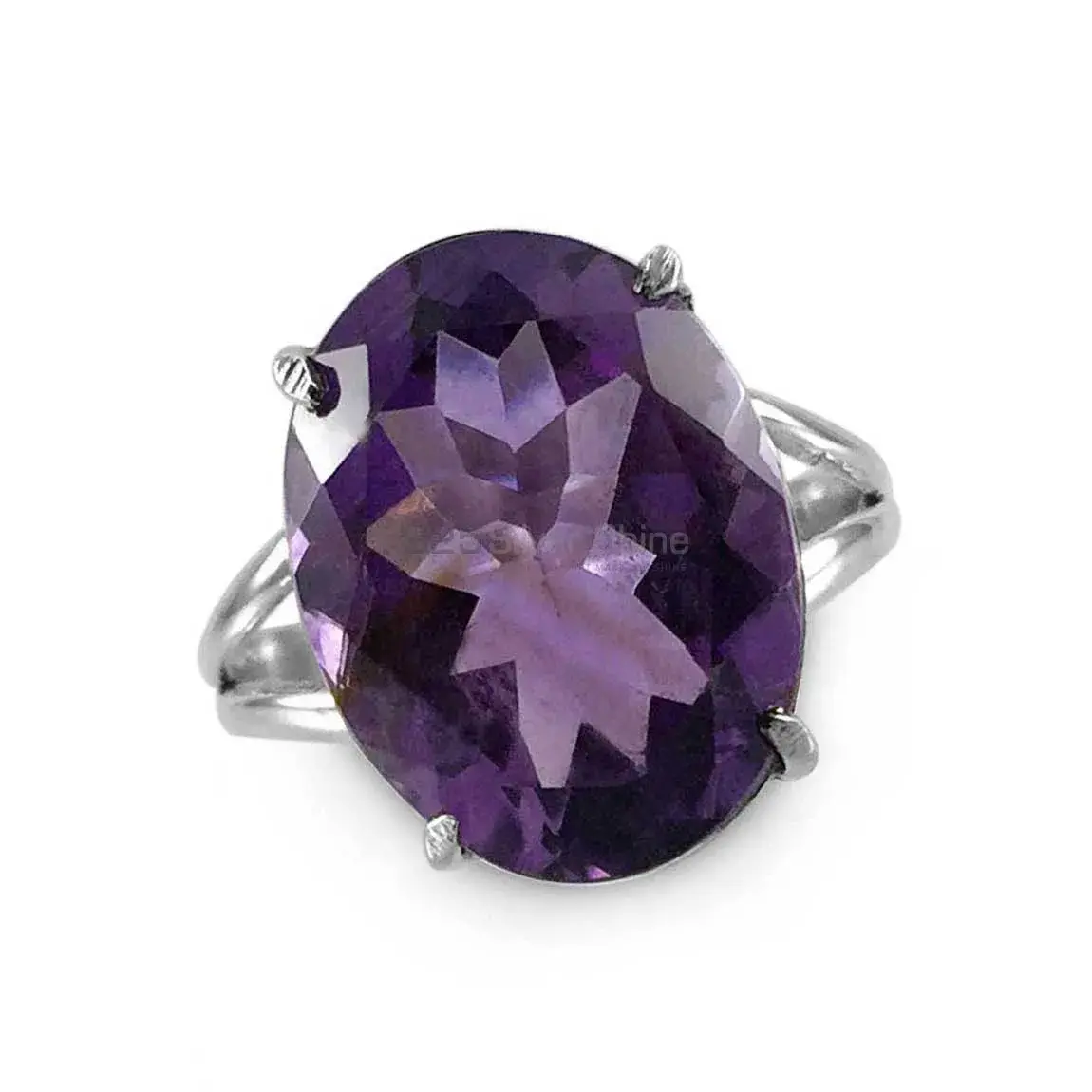 Amethyst Cut Stone Elegant Silver Ring 925SR2373_0