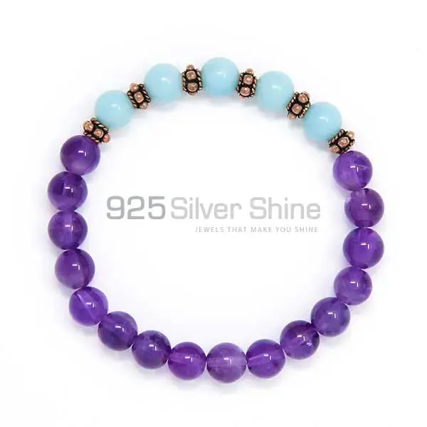 Natural Amethyst-Amazonite Gemstone Beads Bracelets 925BB105_0