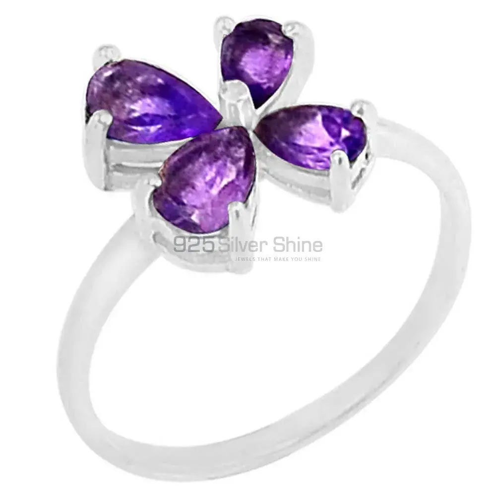 Natural Amethyst Gemstone Designer Ring In Sterling Silver 925SR064-3