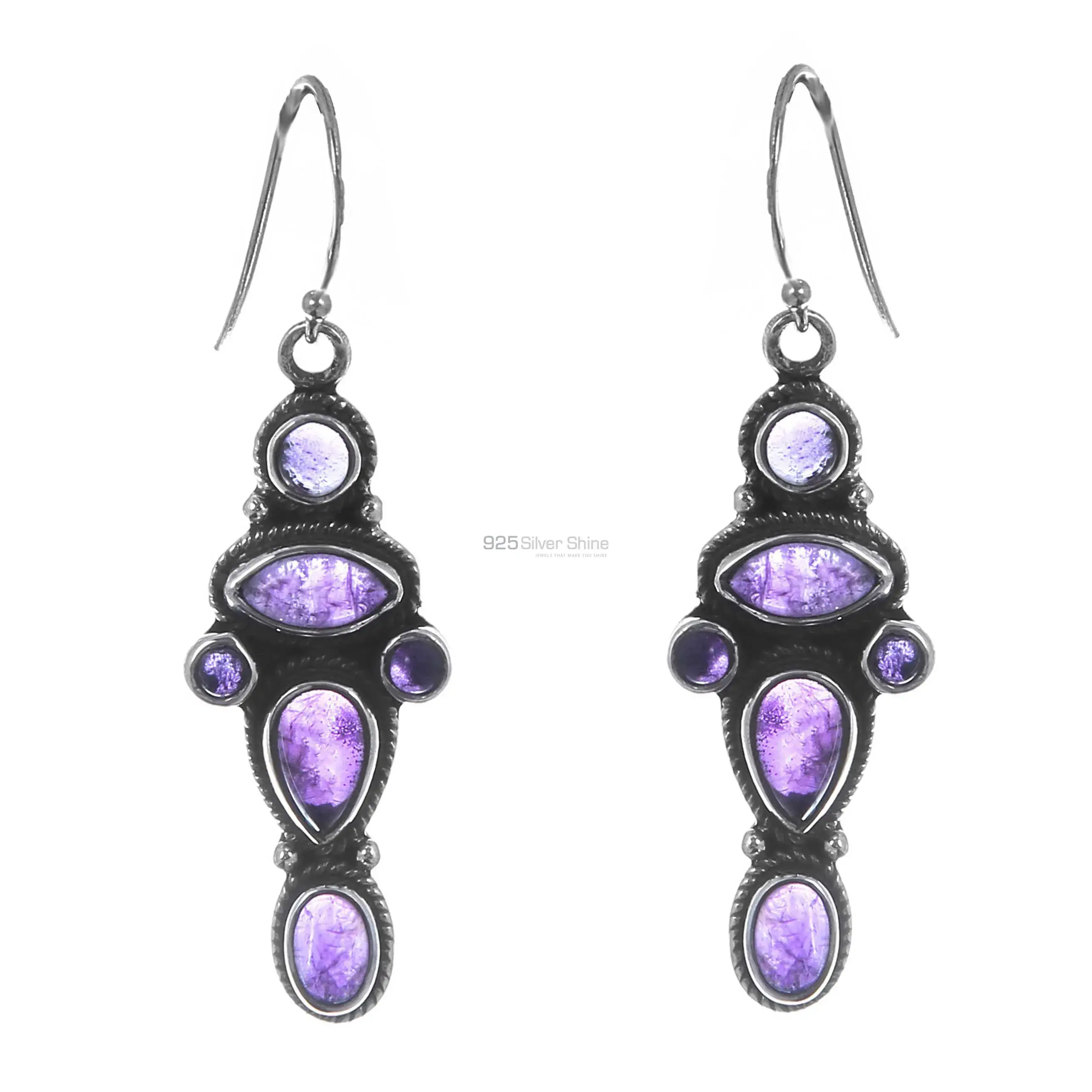 Natural Amethyst Gemstone Earring In 925 Sterling Silver Jewelry 925SE164