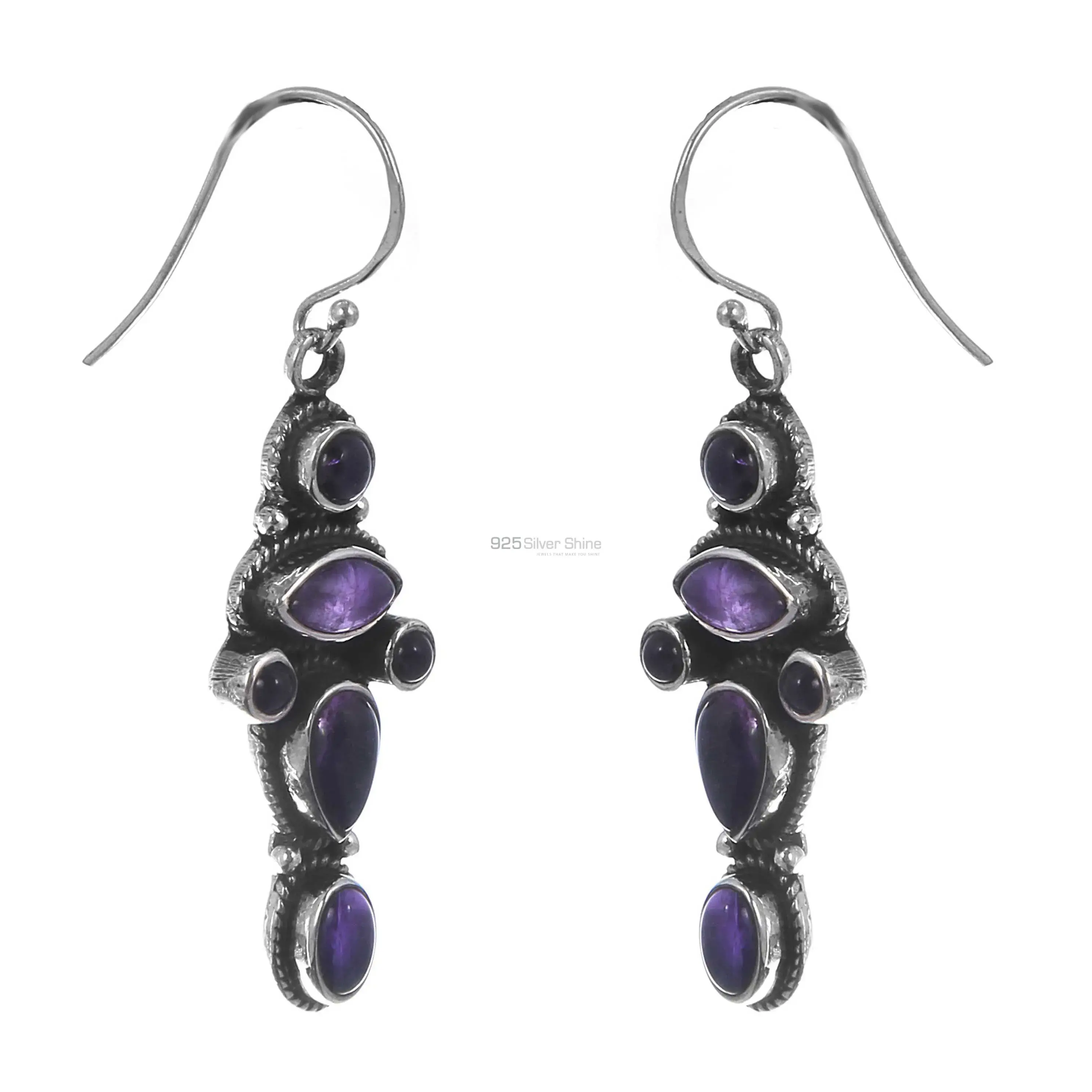 Natural Amethyst Gemstone Earring In 925 Sterling Silver Jewelry 925SE164_0