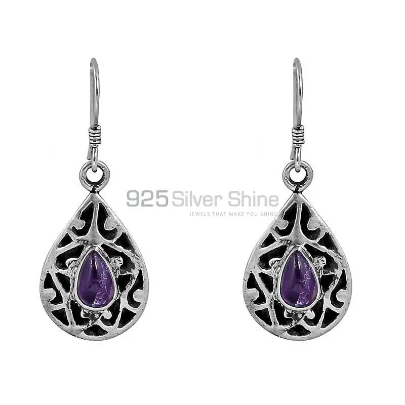 natural Amethyst Gemstone Earring In Solid 925 Silver Jewelry 925SE56