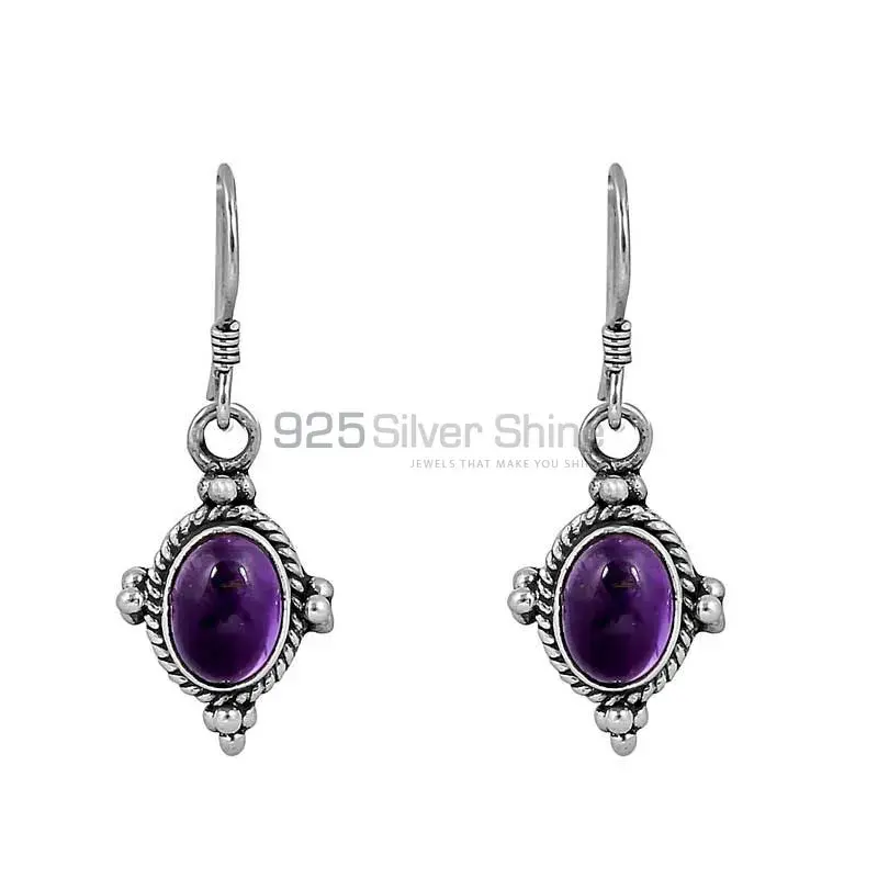 Natural Amethyst Gemstone earring In Sterling Silver Jewelry 925SE62_1