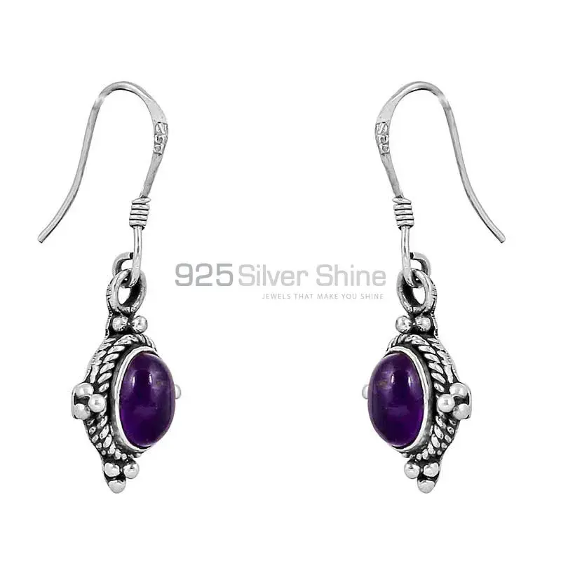 Natural Amethyst Gemstone earring In Sterling Silver Jewelry 925SE62_0