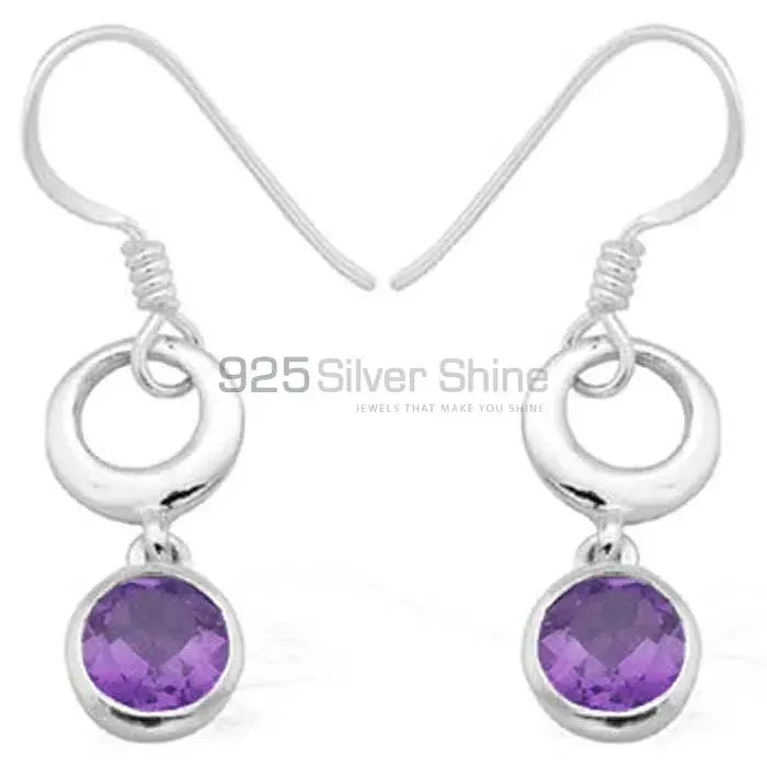 Natural Amethyst Gemstone Earrings Exporters In 925 Sterling Silver Jewelry 925SE970