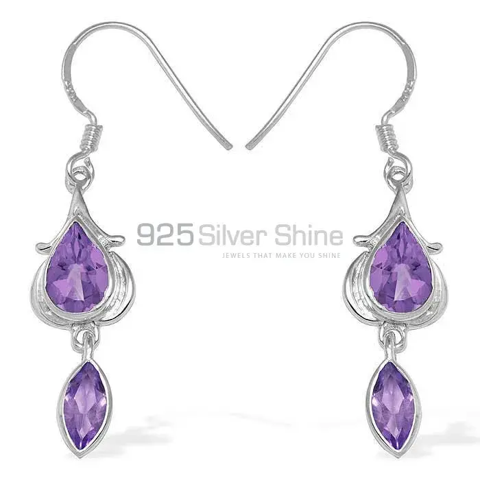 Natural Amethyst Gemstone Earrings In 925 Sterling Silver 925SE1098