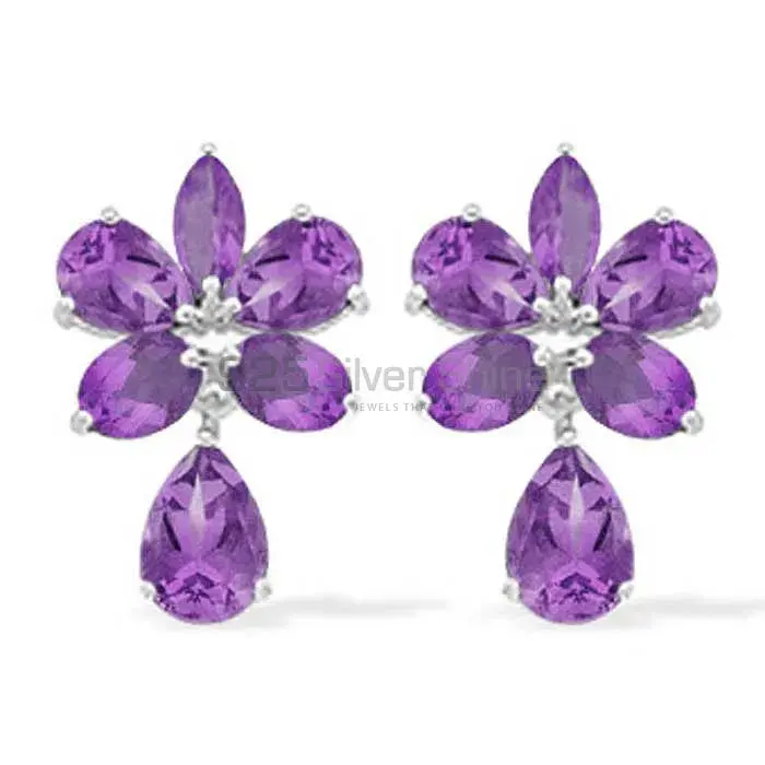 Natural Amethyst Gemstone Earrings In 925 Sterling Silver 925SE940