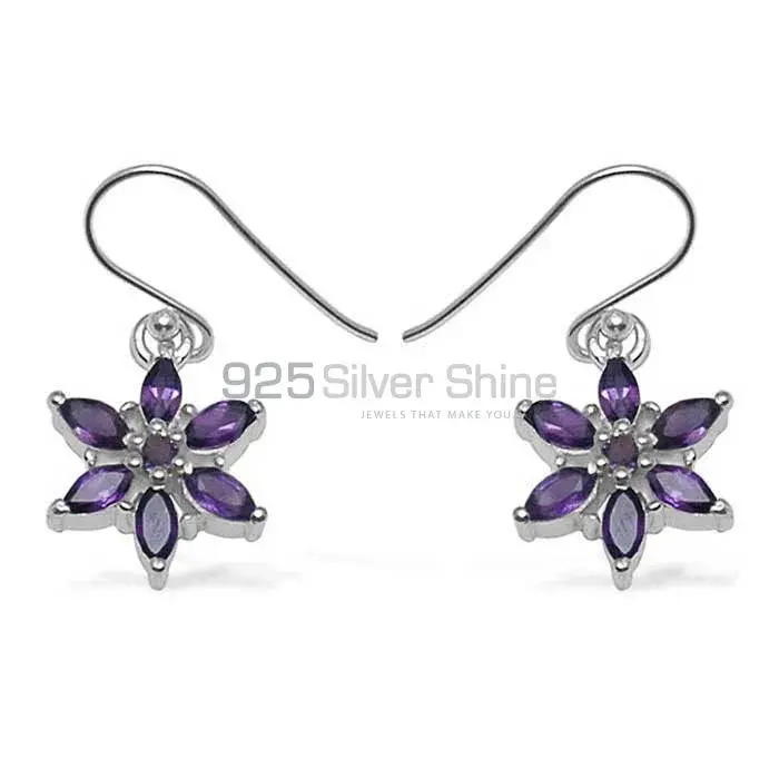 Natural Amethyst Gemstone Earrings In Solid 925 Silver 925SE706