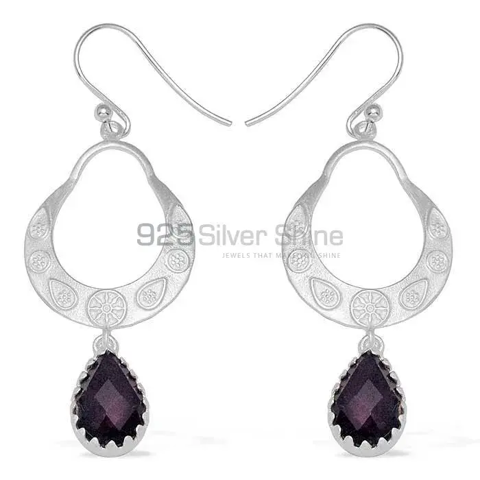 Natural Amethyst Gemstone Earrings Manufacturer In 925 Sterling Silver Jewelry 925SE736